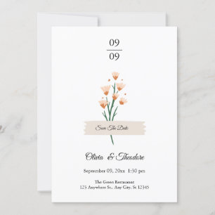 Lovely Trendy Pink Watercolor Wildflowers Wedding Invitation