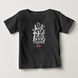 Lovely Triathlon Black And White Typography Baby T-Shirt