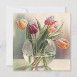 Lovely tulips watercolor card