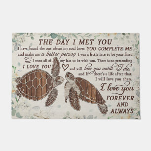 Lovely Turtle Couples Rug, Cute Letter Doormat