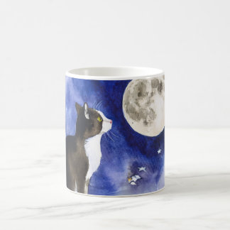 Lovely Tuxedo Cat & Full Moon Mug
