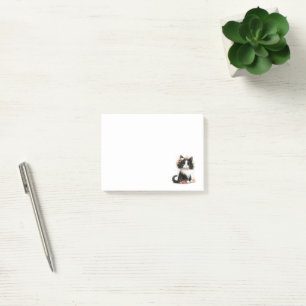 Lovely Tuxedo Kitten with Flowers Post-it Notes