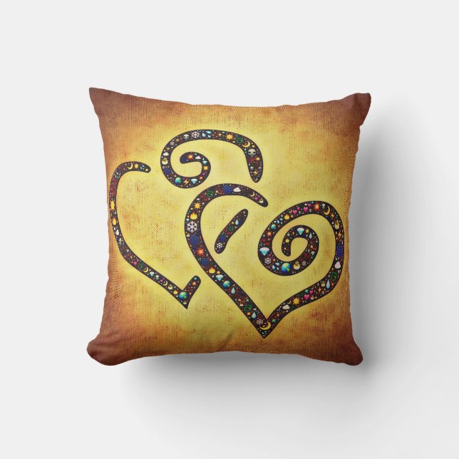 Lovely Twin Heart Yellow pillow (Front)