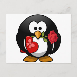 Lovely Valentine Penguin Holiday Postcard