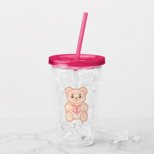 Lovely Valentine's Day Bear With Red Heart Acrylic Tumbler