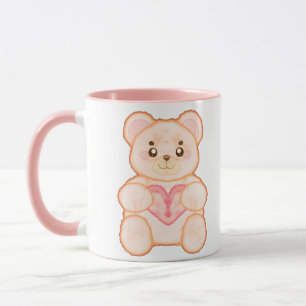 Lovely Valentine's Day Bear With Red Heart Mug