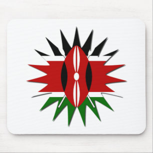 Lovely Vibrant Kenyan Flag Pattern: An 18-Star Art Mouse Pad