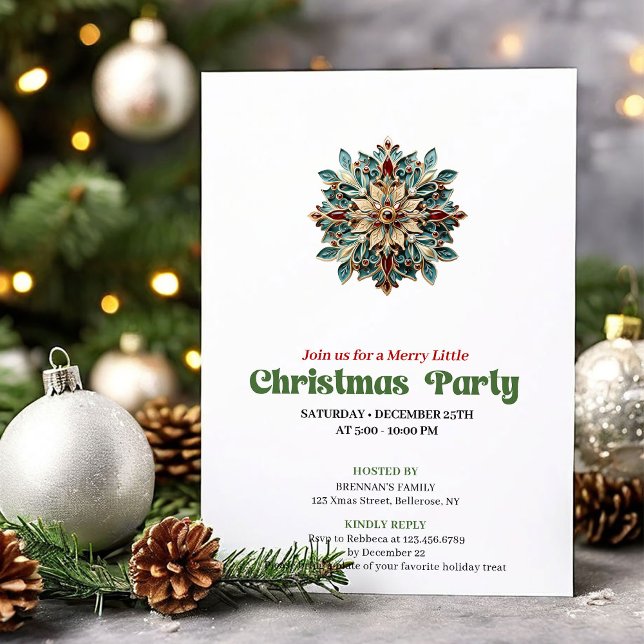 Lovely Victorian Christmas snowflake party invite (Lovely Victorian Christmas angel party invite

)