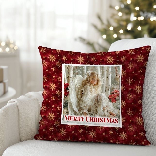 Lovely Vintage Angel Red Gold Festive Christmas  Cushion (Lovely Vintage Angel Red Gold Festive Christmas Pillow

)