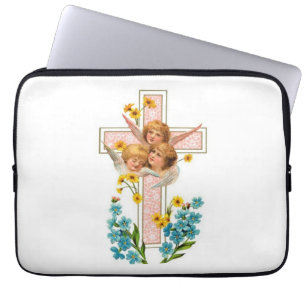 Lovely Vintage Angels With Pink Cross Laptop Sleeve