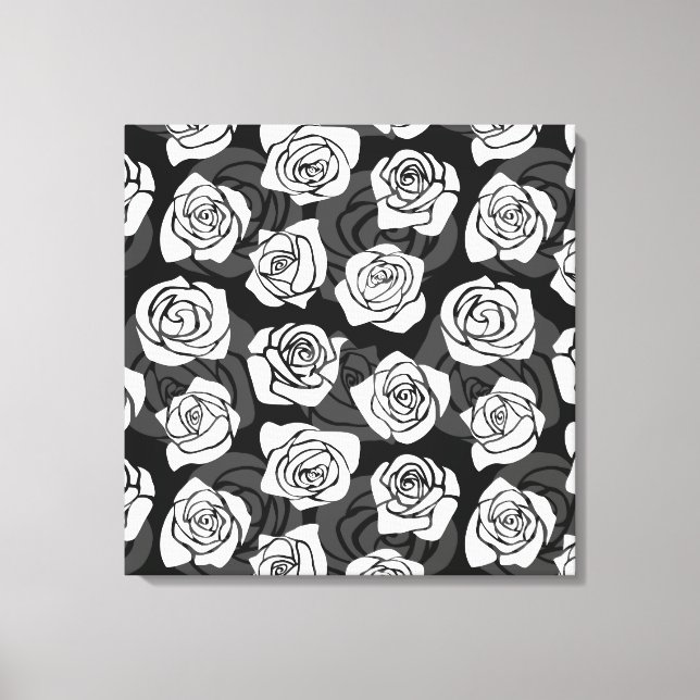 Lovely Vintage black and white roses Canvas Print (Front)