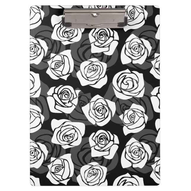 Lovely Vintage black and white roses Clipboard (Front)