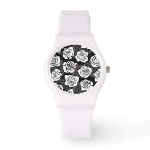 Lovely Vintage black and white roses Watch