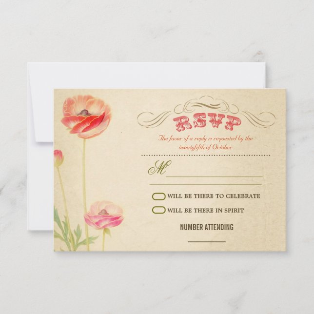 lovely vintage design wedding rsvp (Front)