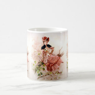 Lovely Vintage Lady In Pink Dress Coffee Mug
