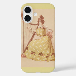 Lovely Vintage Lady Playing Music On A Harp iPhone 16 Case