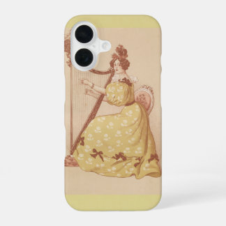 Lovely Vintage Lady Playing Music On A Harp iPhone 16 Case