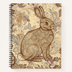 Lovely Vintage Rabbit, A Rabbit Amidst the Blooms Notebook