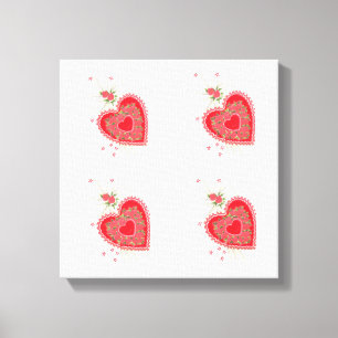 Lovely Vintage Red Romantic Valentine Heart Canvas Print