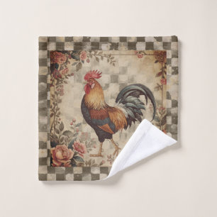 Lovely Vintage Rooster and Flowers Pattern  Bath Towel Set