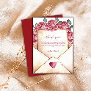 Lovely Vintage Rose Sweetheart Letter Baby Shower Thank You Card