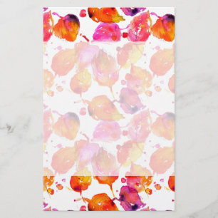 Lovely watercolor autumn leaves  pattern stationery