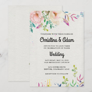 Lovely Watercolor Floral Wedding Invitation