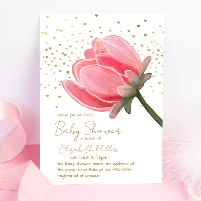 Lovely Watercolor Flower Baby Shower Invitation (Creator Uploaded)