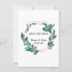 Lovely Watercolor Framed Leaves Wedding Invitation