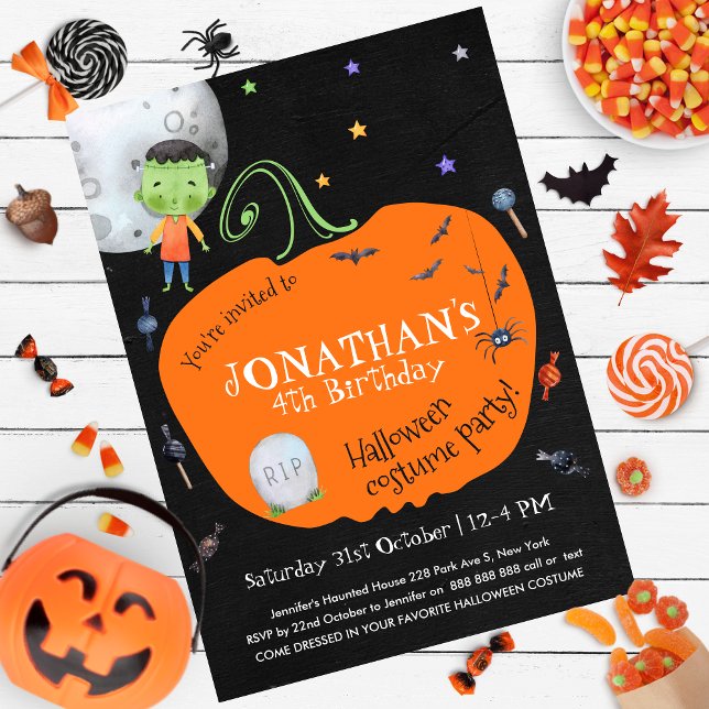Lovely Watercolor Halloween Kids Costume Party Invitation (Creator Uploaded)