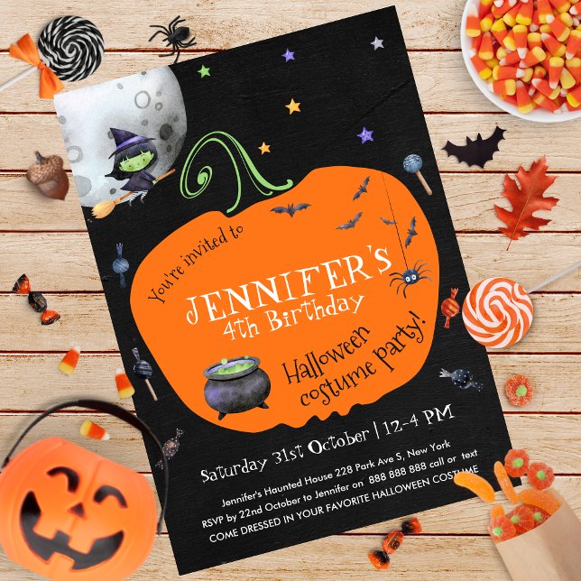 Lovely Watercolor Halloween Kids Costume Party Invitation (Creator Uploaded)