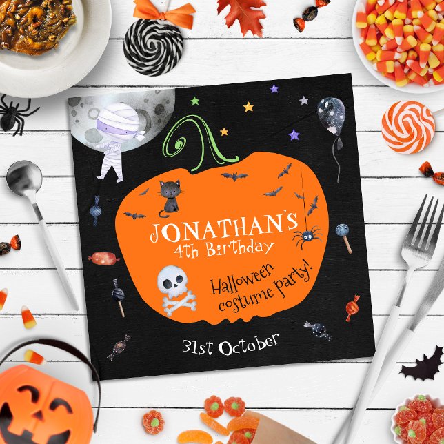 Lovely Watercolor Halloween Kids Costume Party Napkin (Creator Uploaded)