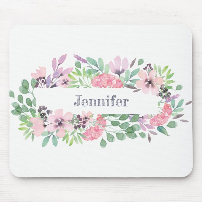 Lovely watercolor lavender flower personalised mouse pad (Front)