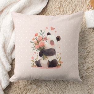 Lovely Watercolor Panda Mothers Day Gift Cushion