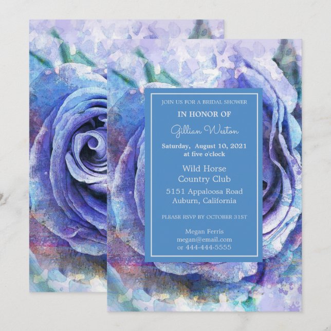 Lovely Watercolor Rose Invitation (Front/Back)