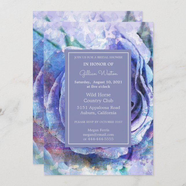 Lovely Watercolor Rose Invitation (Front/Back)