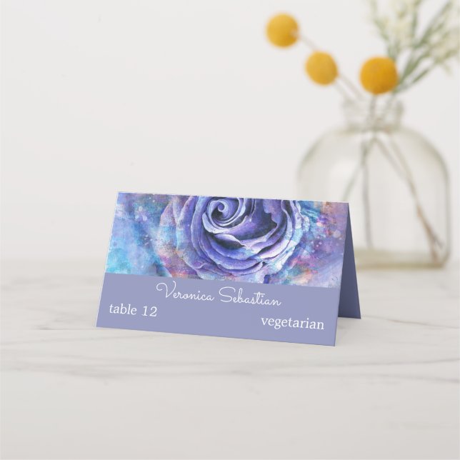 Lovely Watercolor Rose Place Card (Front)