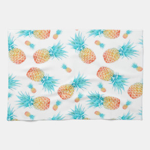 Lovely Watercolor Tropical Fruit Pineapple Pattern Tea Towel