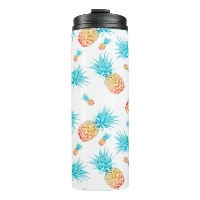 Lovely Watercolor Tropical Fruit Pineapple Pattern Thermal Tumbler (Front)