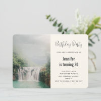 Lovely Waterfall by a Lush Green Forest Birthday
