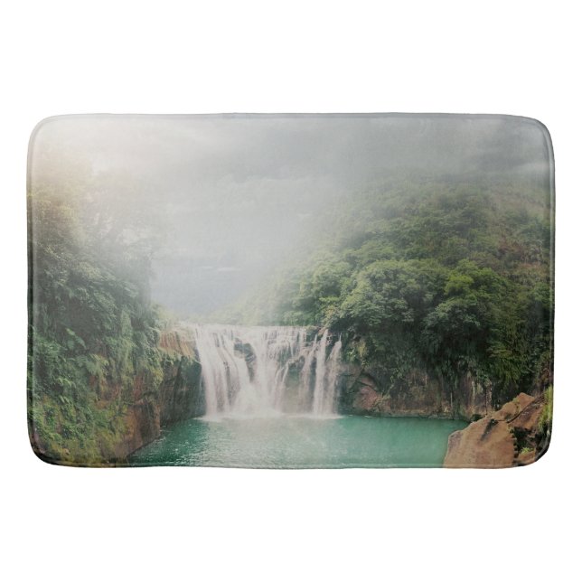 Lovely Waterfall in a Mountain Forest Bath Mat (Front)