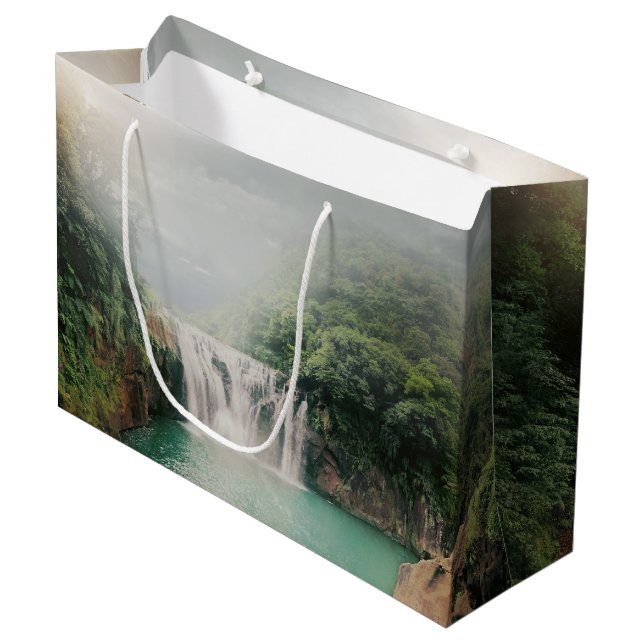 Lovely Waterfall in a Mountain Forest Large Gift Bag (Front Angled)