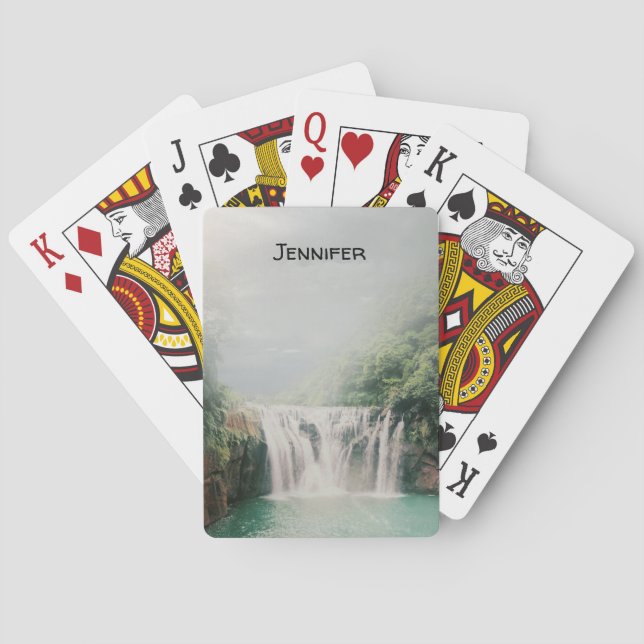 Lovely Waterfall in a Mountain Forest Playing Cards (Back)
