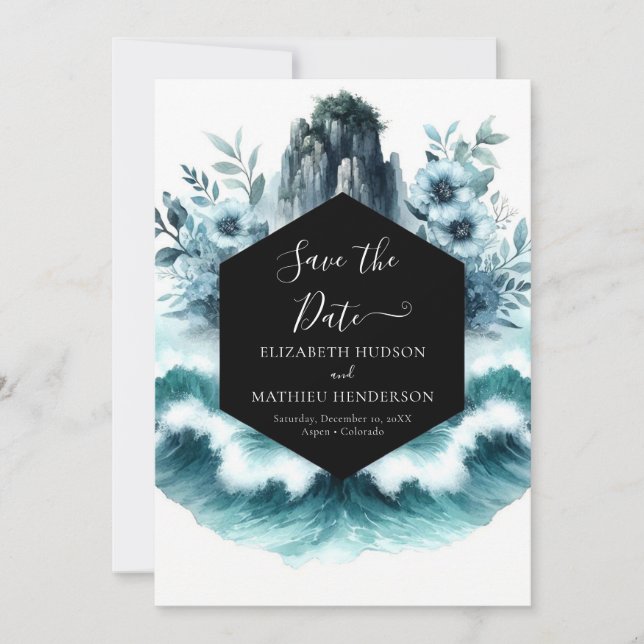 Lovely Waves Nautical Wedding  Save The Date (Front)