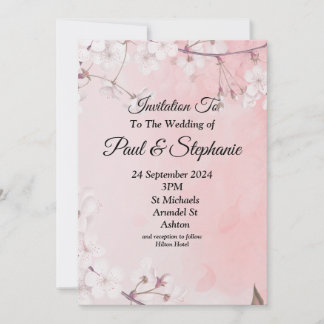 Lovely Wedding Invitation, pink and white Invitation