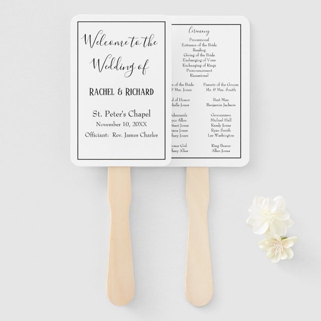 Lovely Wedding Program Hand Fan (Front and Back)