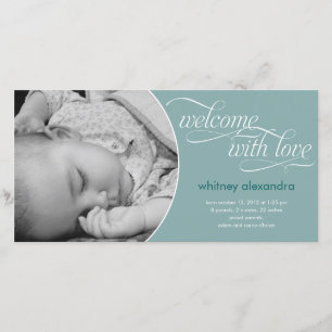Lovely Welcome Baby Birth Announcement - Blue
