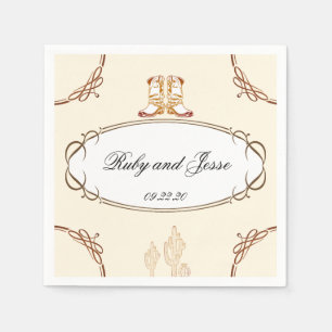 Lovely Western Dark Brown Wedding Napkin