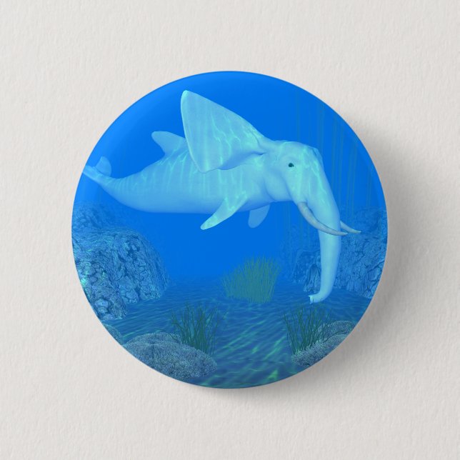 Lovely Whale Elephant Hybrid 6 Cm Round Badge (Front)