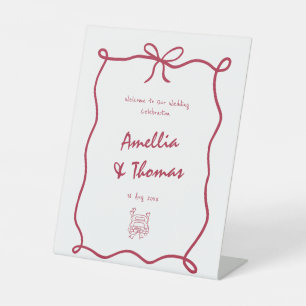 Lovely Whimsical Doodle Hand Drawn wedding Pedestal Sign
